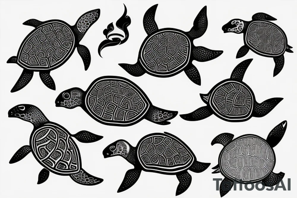 Seaturtle with skech lines tattoo idea