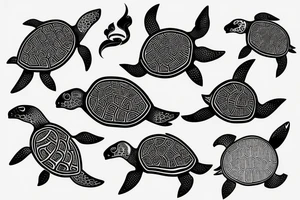 Seaturtle with skech lines tattoo idea