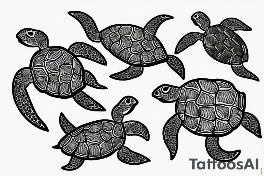 Seaturtle with skech lines tattoo idea