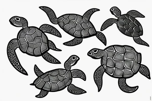 Seaturtle with skech lines tattoo idea