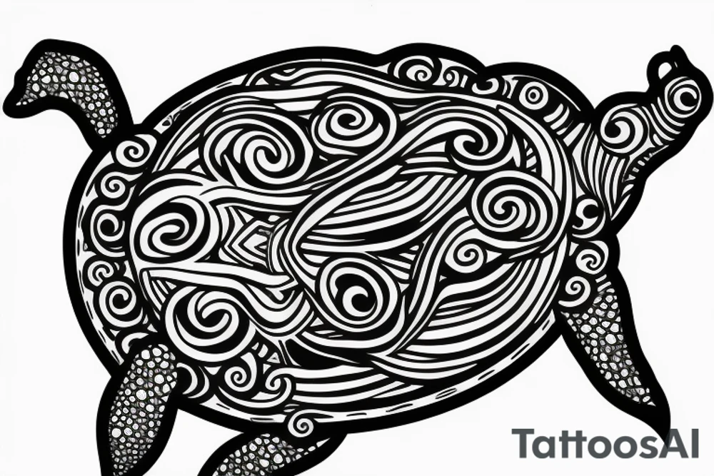Seaturtle with sketch lines tattoo idea