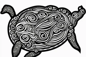 Seaturtle with sketch lines tattoo idea