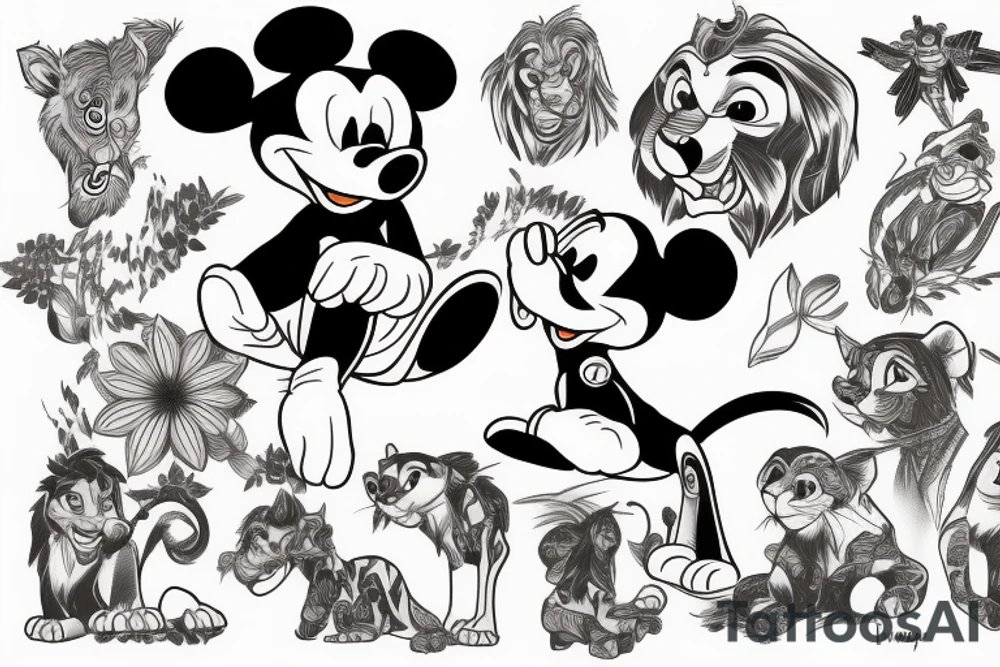 disney simba half of adult tattoo idea
