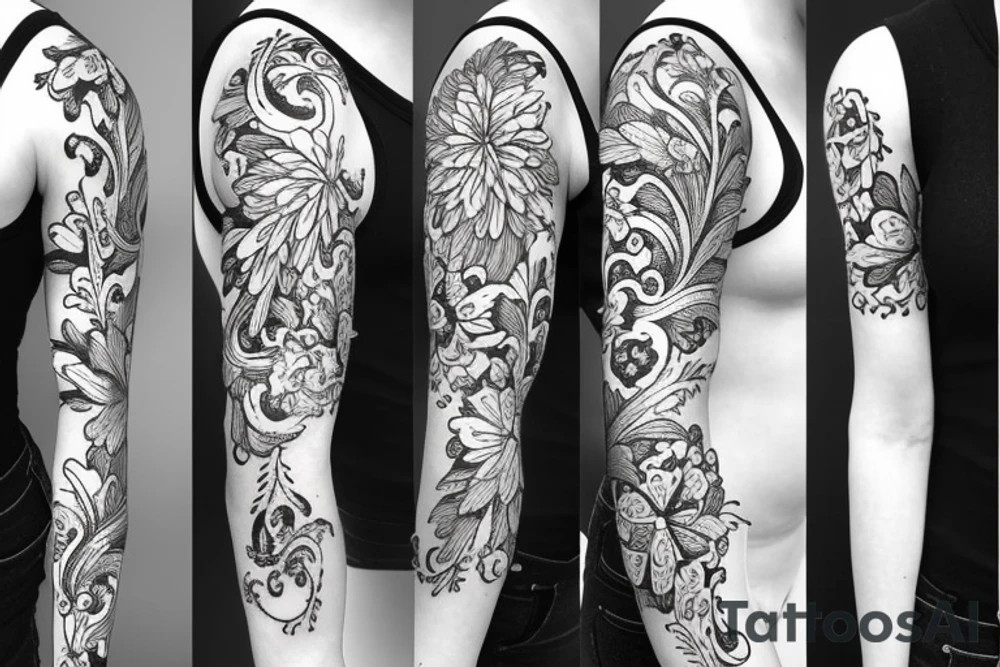 Flower sleeve vbo tattoo idea