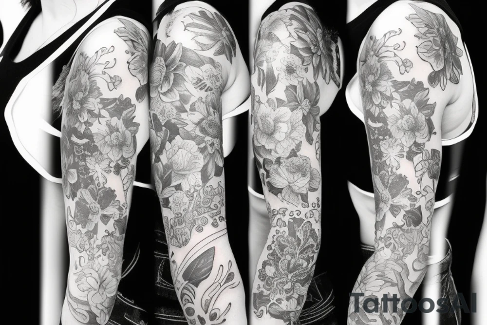 Flower sleeve women tattoo tattoo idea