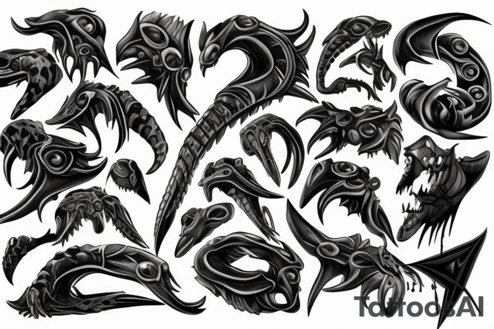Claws are coming to face arround the neck from chest tattoo idea
