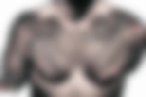 An embrace of arems arround neck, reaching from chest tattoo idea