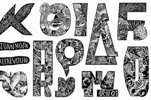 modern letters tattoo idea