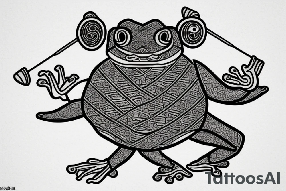 Samurai frog with bo staff tattoo idea