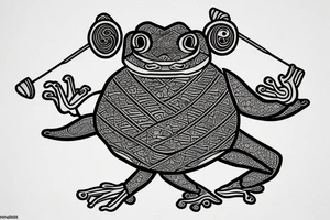 Samurai frog with bo staff tattoo idea
