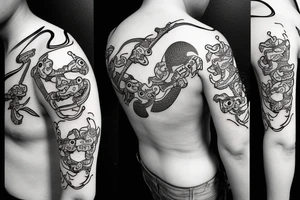 Samurai frog with bo staff tattoo idea