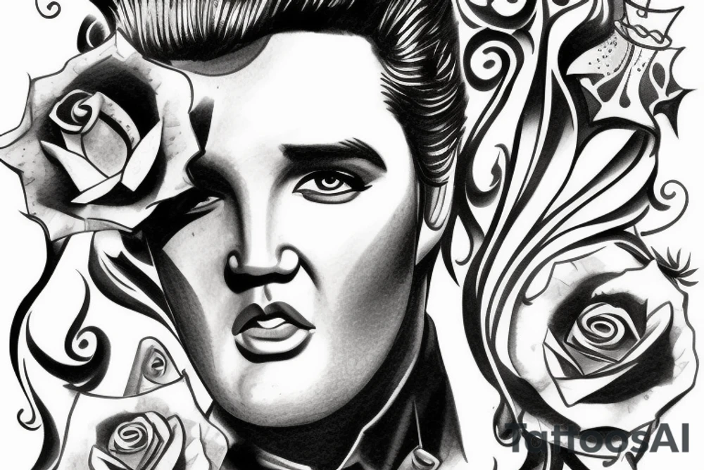 Elvis with gold melting crown tattoo idea