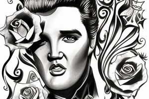 Elvis with gold melting crown tattoo idea