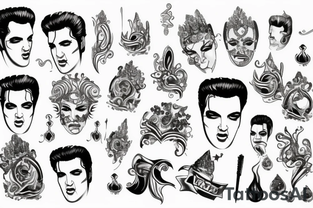 Elvis with gold melting crown tattoo idea