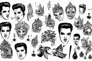 Elvis with gold melting crown tattoo idea