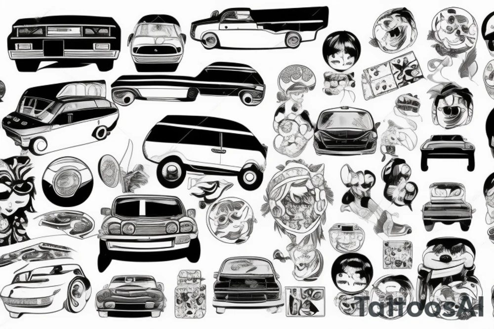 Japanese car in a comic tattoo idea
