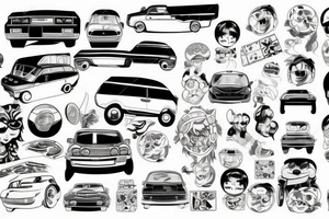Japanese car in a comic tattoo idea