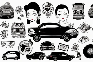 Japanese car in a comic tattoo idea