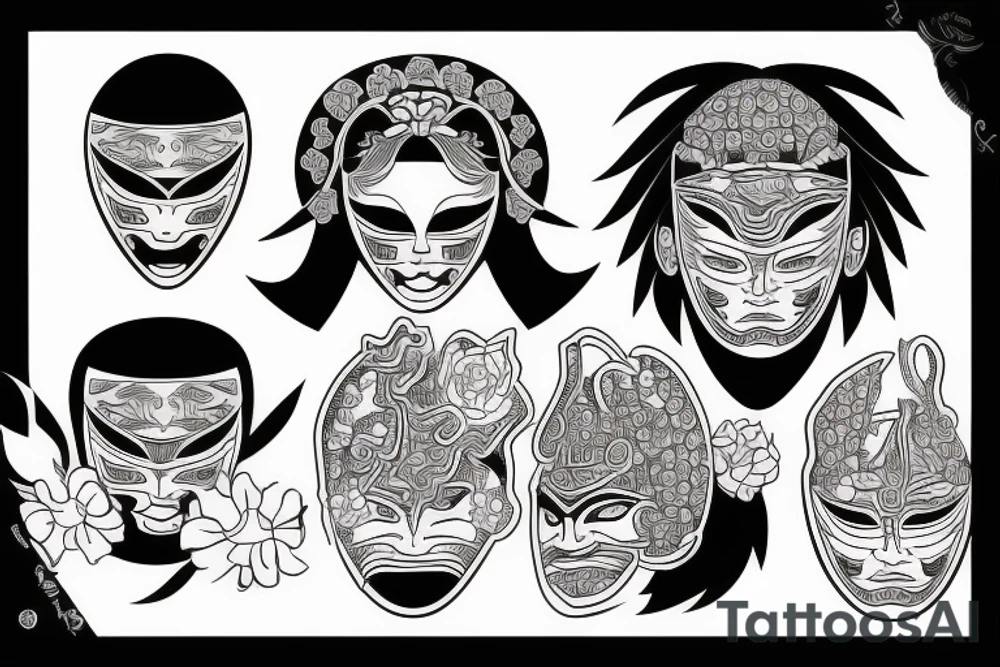 Japanese mask tattoo idea