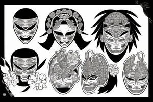 Japanese mask tattoo idea