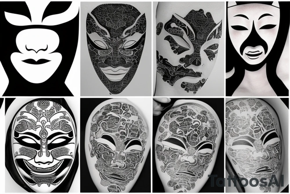 Japanese mask tattoo idea