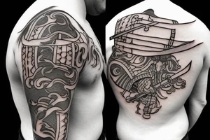 Samurai bull with katana sword tattoo idea