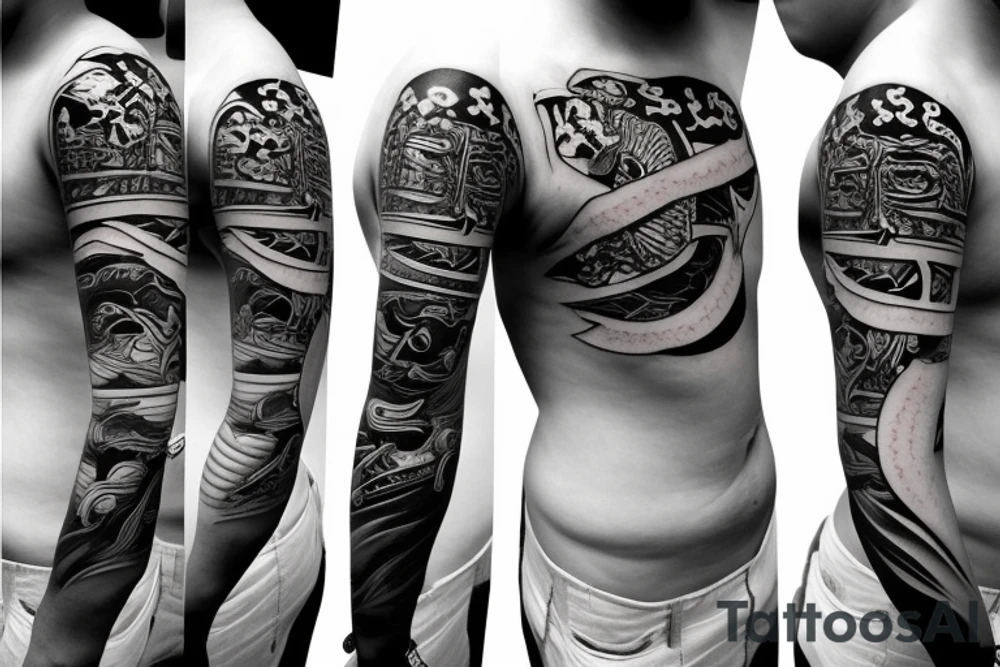 Samurai bull with katana sword tattoo idea