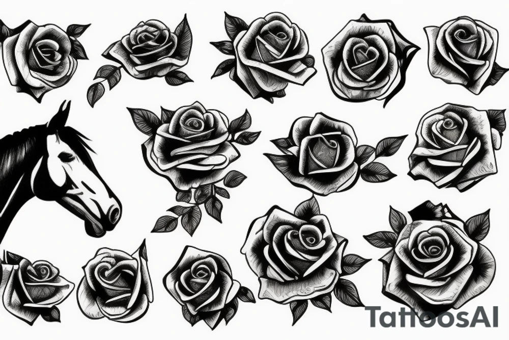Horse with a rose tattoo idea