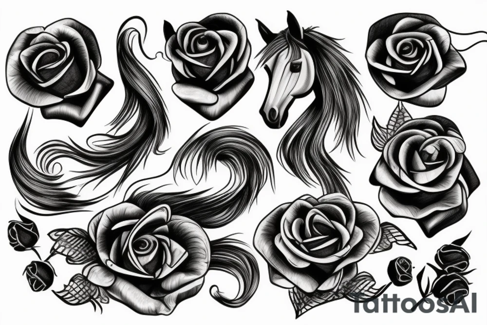 Horse with a rose tattoo idea