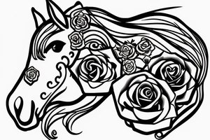 Horse with a rose bush tattoo idea
