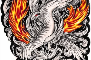 Rising Phoenix with flames tattoo idea