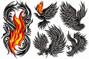 Rising Phoenix with flames tattoo idea