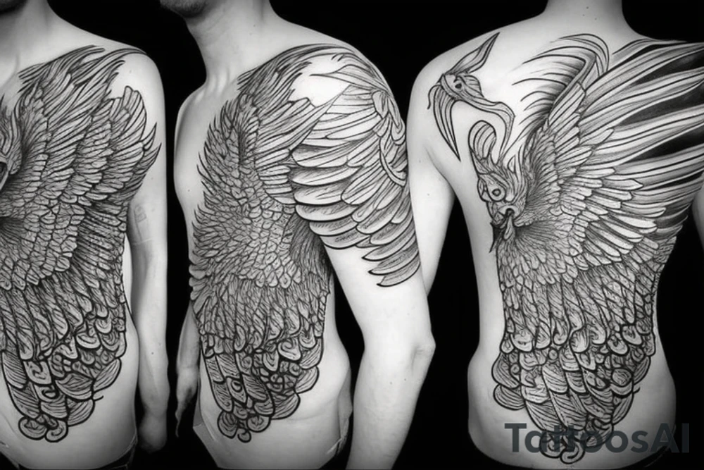 Rising Phoenix with flames tattoo idea