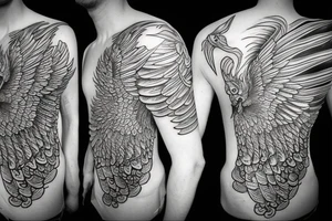 Rising Phoenix with flames tattoo idea