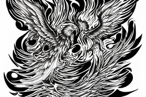Rising Phoenix with flames tattoo idea