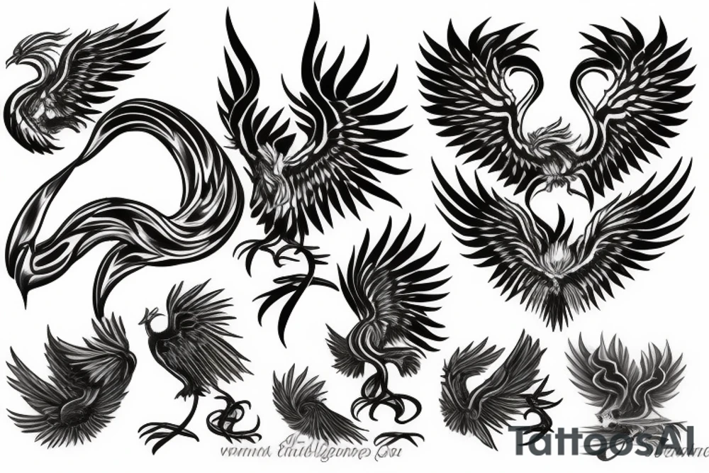 Rising Phoenix with flames tattoo idea