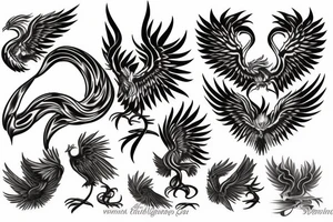 Rising Phoenix with flames tattoo idea