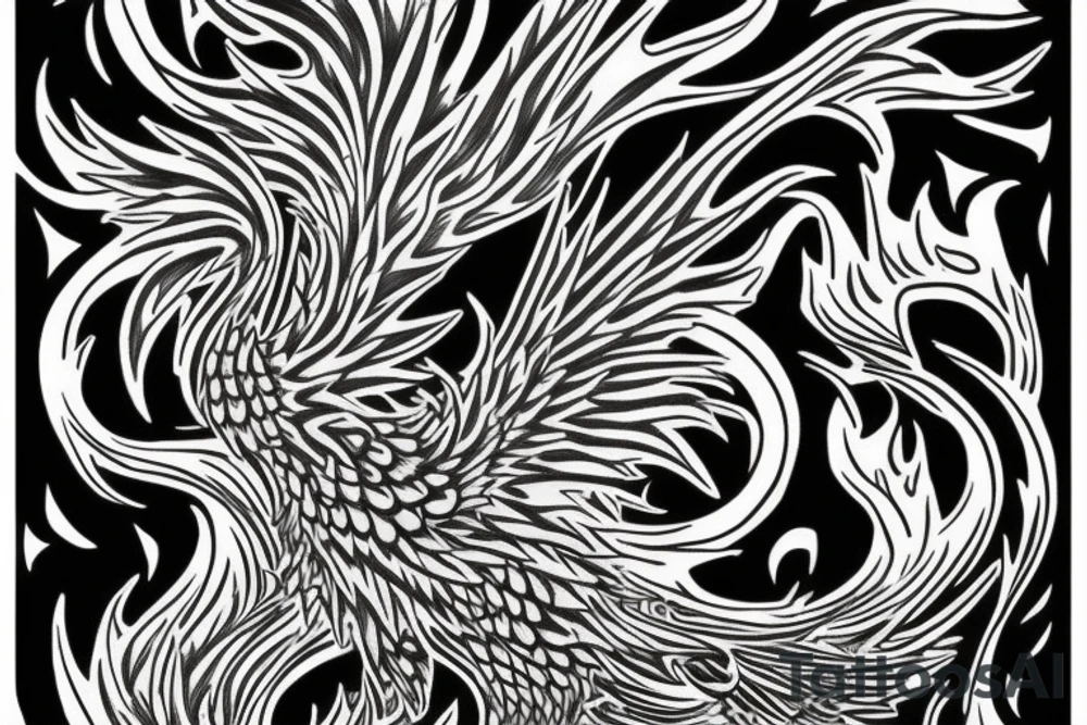 Rising Phoenix with flames tattoo idea