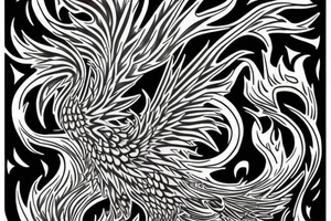 Rising Phoenix with flames tattoo idea