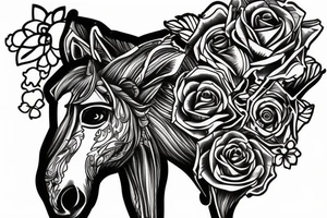 Budding rose with a majestic horse tattoo idea