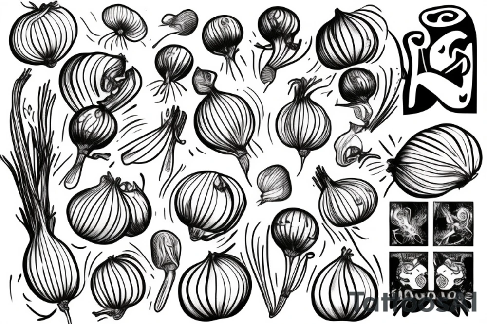 Hugging onions tattoo idea