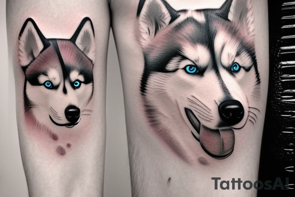 Cachorro Husky siberiano bebe pintado en acuarela tattoo idea