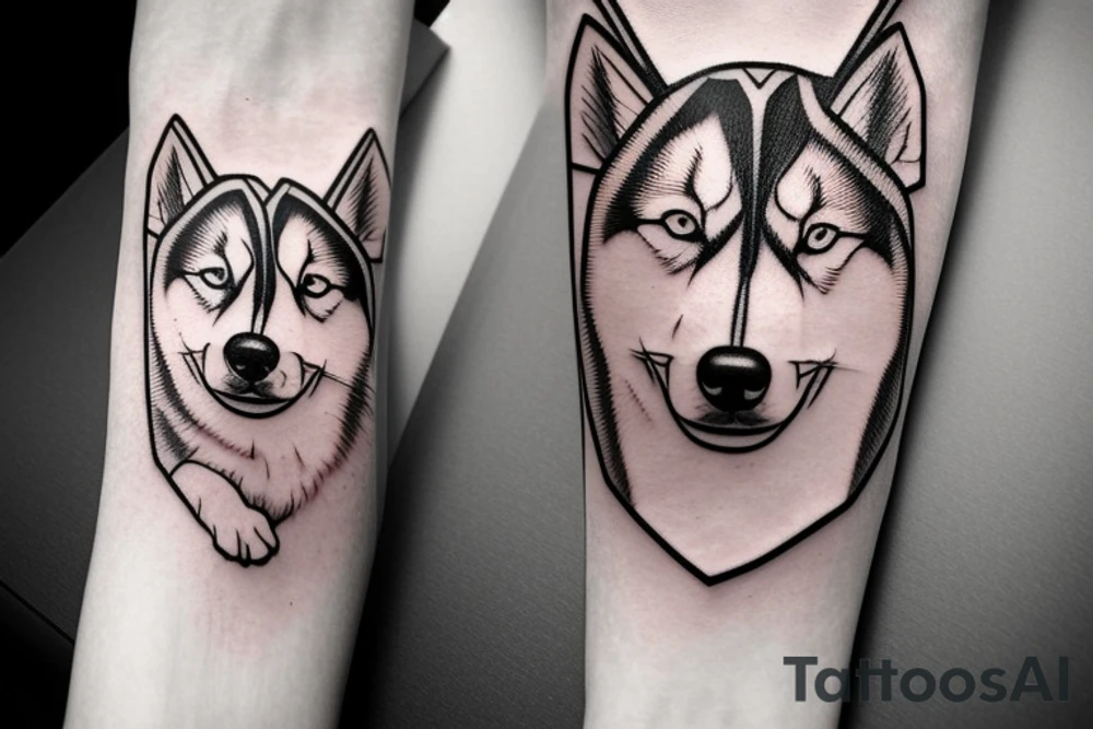 Siberian Husky puppy tattoo idea