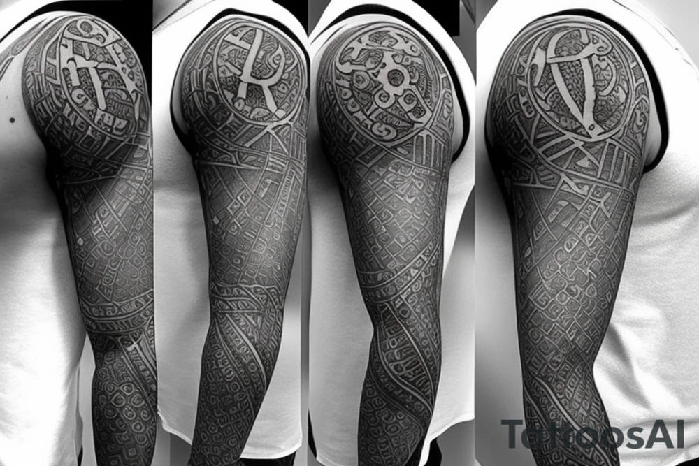 half arm design cover-up tattoo idea