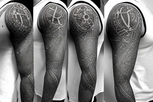 half arm design cover-up tattoo idea