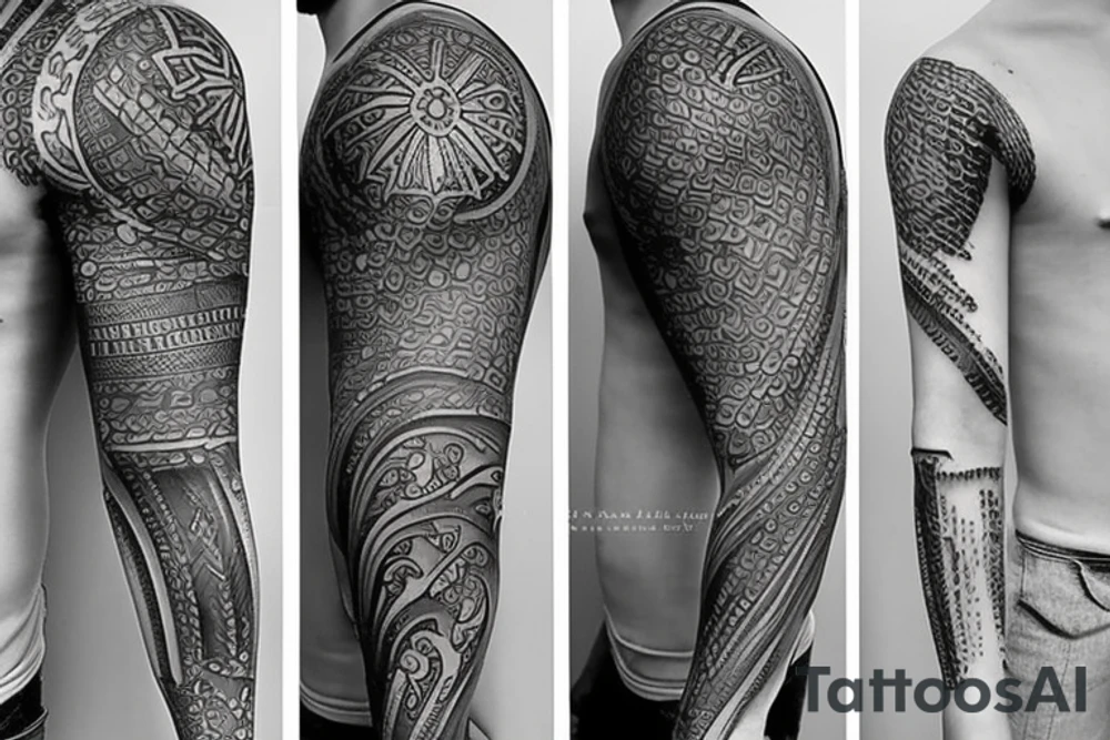 half arm design cover-up tattoo idea