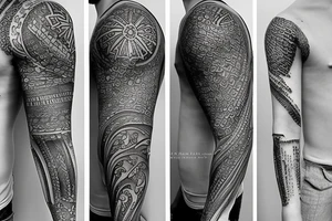 half arm design cover-up tattoo idea