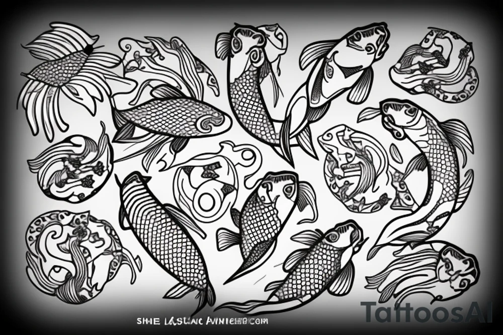 koi fish on planet earth tattoo idea