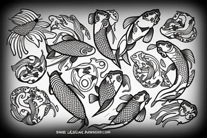 koi fish on planet earth tattoo idea