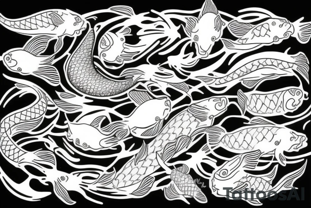 koi fish on planet earth tattoo idea